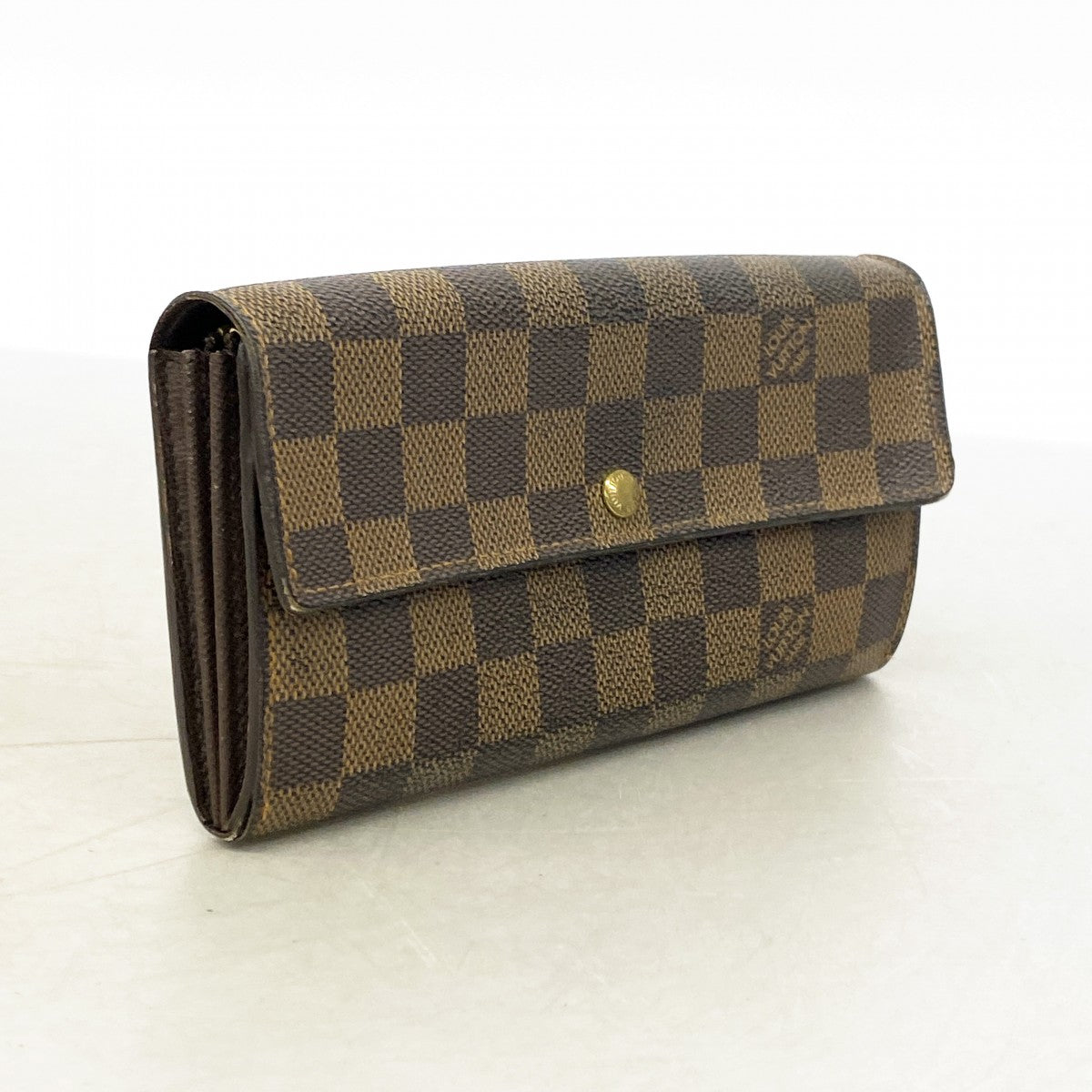 【6gc2481】ルイヴィトン 長財布 ダミエ ポシェットポルトモネクレディ N61724 エベヌ【中古】レディース