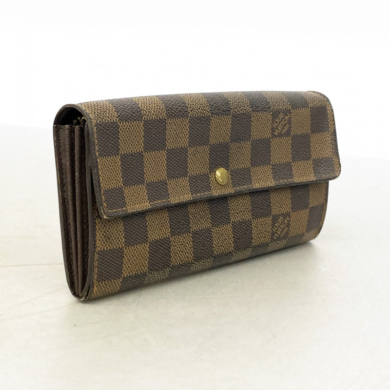 【6gc2481】ルイヴィトン 長財布 ダミエ ポシェットポルトモネクレディ N61724 エベヌ【中古】レディース