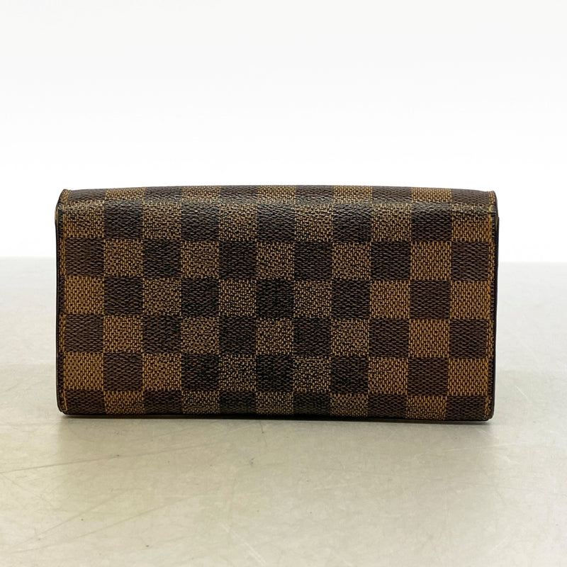【6gc2481】ルイヴィトン 長財布 ダミエ ポシェットポルトモネクレディ N61724 エベヌ【中古】レディース
