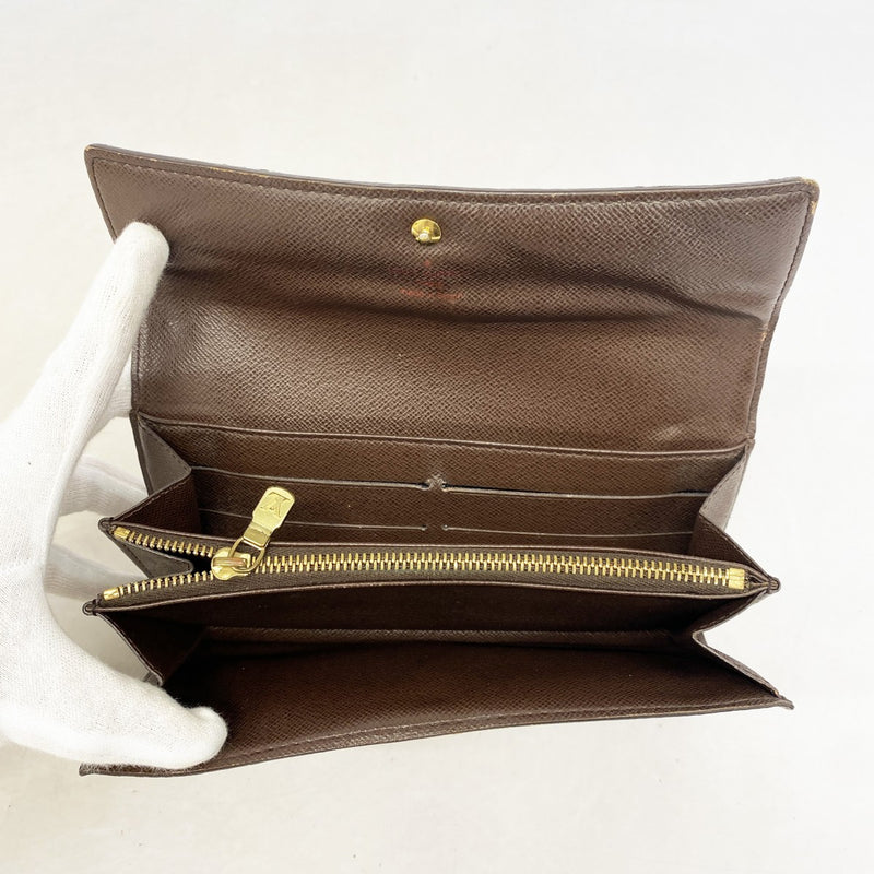 【6gc2481】ルイヴィトン 長財布 ダミエ ポシェットポルトモネクレディ N61724 エベヌ【中古】レディース