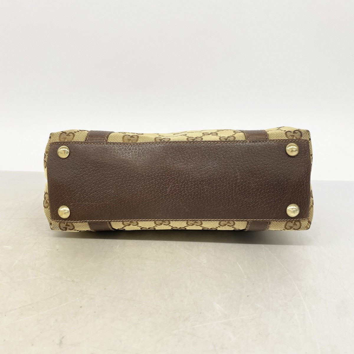 【6gc2487】グッチ ハンドバッグ GGキャンバス 141471 キャンバス ベージュ シャンパンゴールド金具【中古】レディース