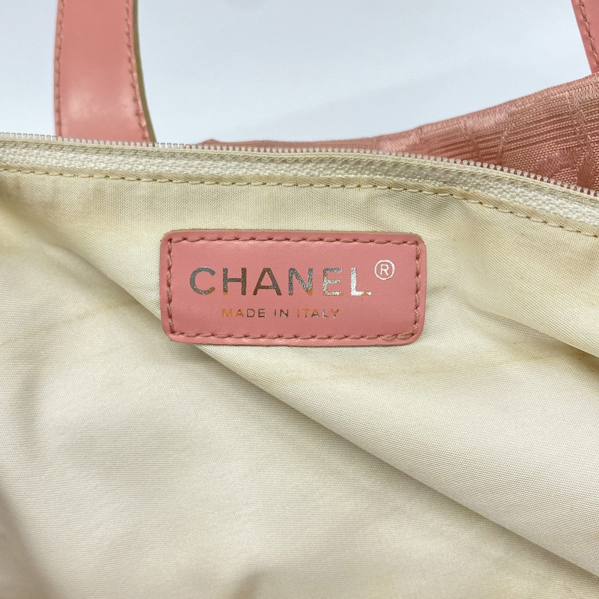 【6gc2489】シャネル トートバッグ ニュートラベル ナイロン ピンク シルバー金具【中古】レディース