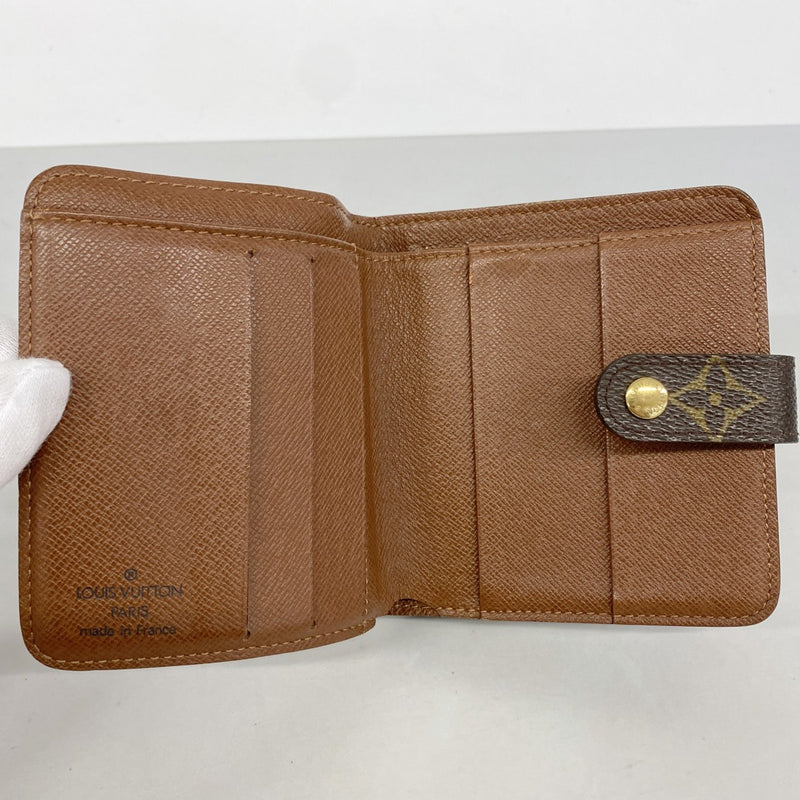 【6gc2496】ルイヴィトン 財布 モノグラム コンパクトジップ M61667 ブラウン【中古】レディース