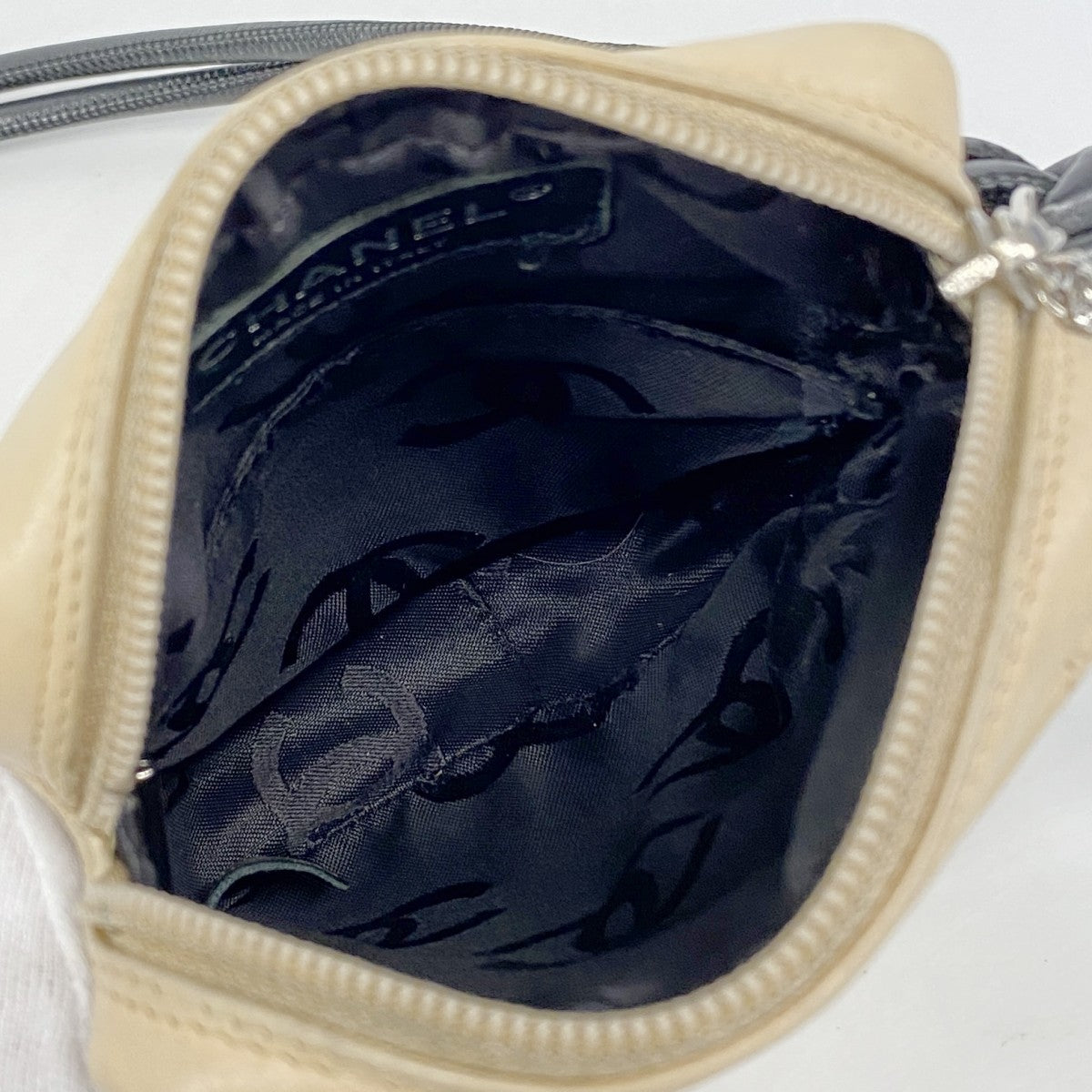【6gc2511-k】シャネル ショルダーバッグ カンボン ラムスキン ベージュ シルバー金具【中古】レディース