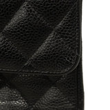 【6gc2523-h】シャネル ショルダーバッグ マトラッセ Wフラップ Wチェーン キャビアスキン ブラック ゴールド金具【中古】レディース