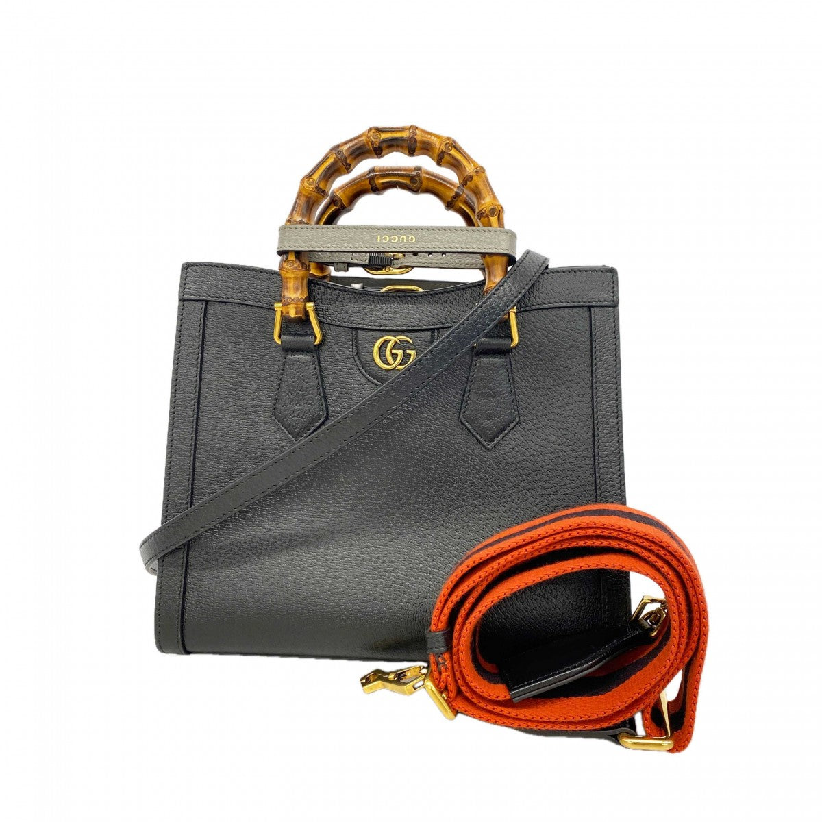 【6gc2534-k】グッチ ハンドバッグ ダイアナ 702721 レザー ブラック ゴールド金具 2wayバッグ【中古】レディース
