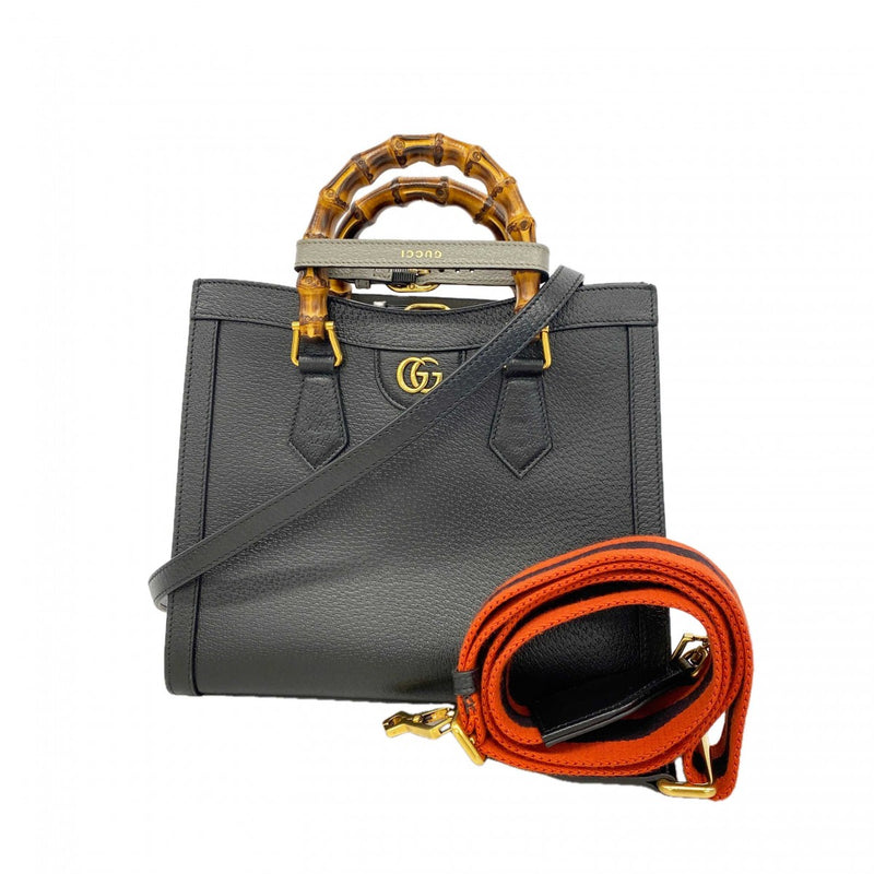 【6gc2534-k】グッチ ハンドバッグ ダイアナ 702721 レザー ブラック ゴールド金具 2wayバッグ【中古】レディース