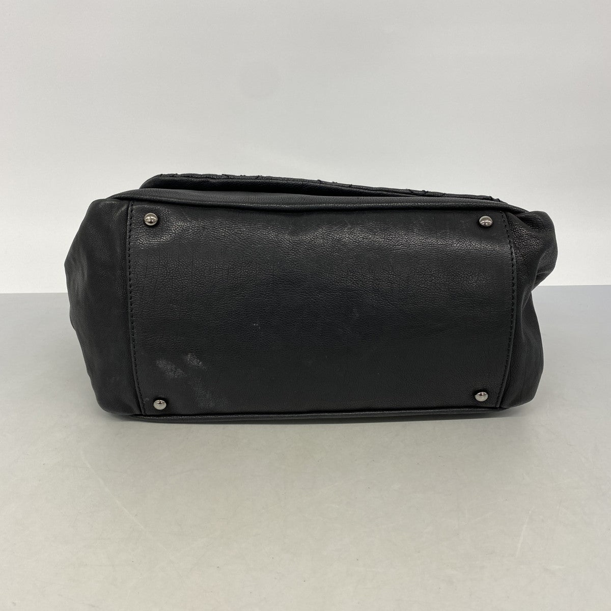 【6gc2539】シャネル ショルダーバッグ チェーンショルダー デカココ レザー ブラック シルバー金具【中古】レディース