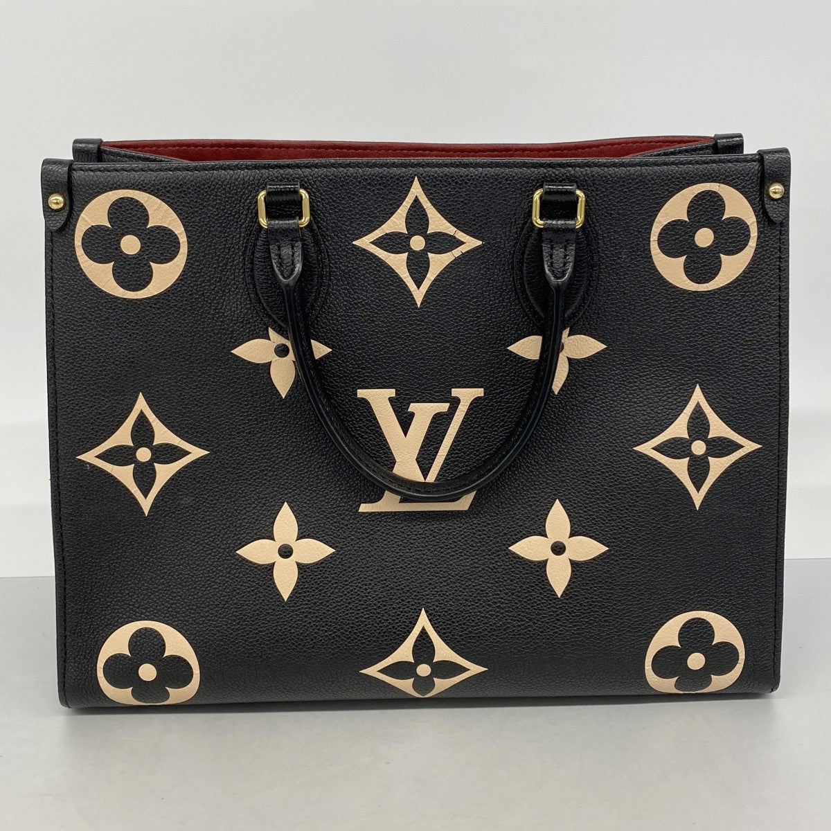 【6gc2541】ルイヴィトン トートバッグ モノグラム・アンプラント バイカラー オンザゴーMM M45495 ブラック ベージュ【中古】レディース