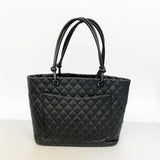【6gc2548】シャネル トートバッグ カンボン ラムスキン ブラック シルバー金具【中古】レディース