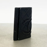 【6gc2550】シャネル キーケース カンボン ラムスキン ブラック シルバー金具【中古】レディース