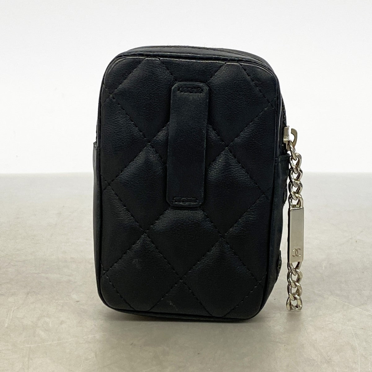 【6gc2551】シャネル シガレットケース カンボン ラムスキン ブラック シルバー金具【中古】レディース