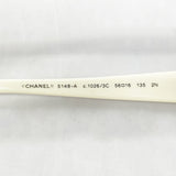 【6gc2552】シャネル サングラス 5148-A プラスチック ブラック ホワイト シルバー金具【中古】レディース