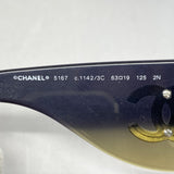 【6gc2553】シャネル サングラス 5167 プラスチック グレー カーキ シルバー金具【中古】レディース