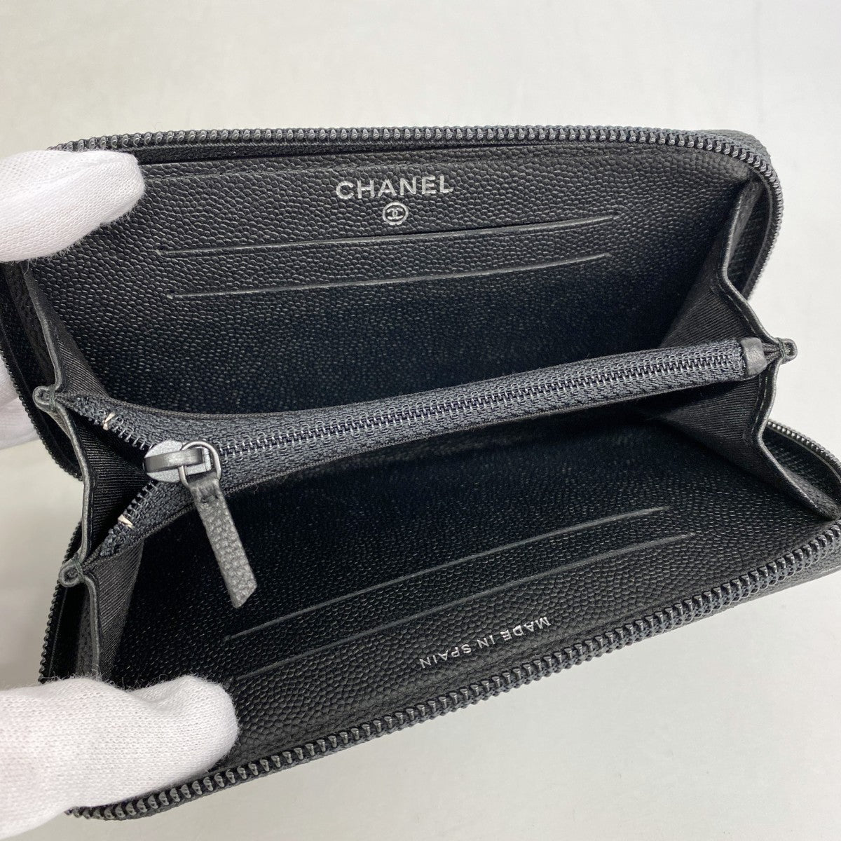 【6gc2555-k】シャネル 財布 ボーイシャネル キャビアスキン ブラック【中古】レディース