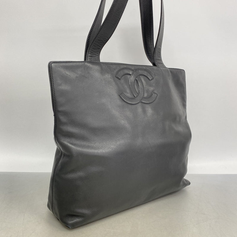 【6gc2561-k】シャネル トートバッグ レザー ブラック ゴールド金具【中古】レディース