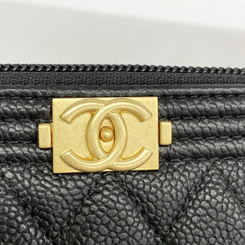 【6gc2570-k】シャネル コインケース ボーイシャネル キャビアスキン ブラック ゴールド金具【中古】レディース