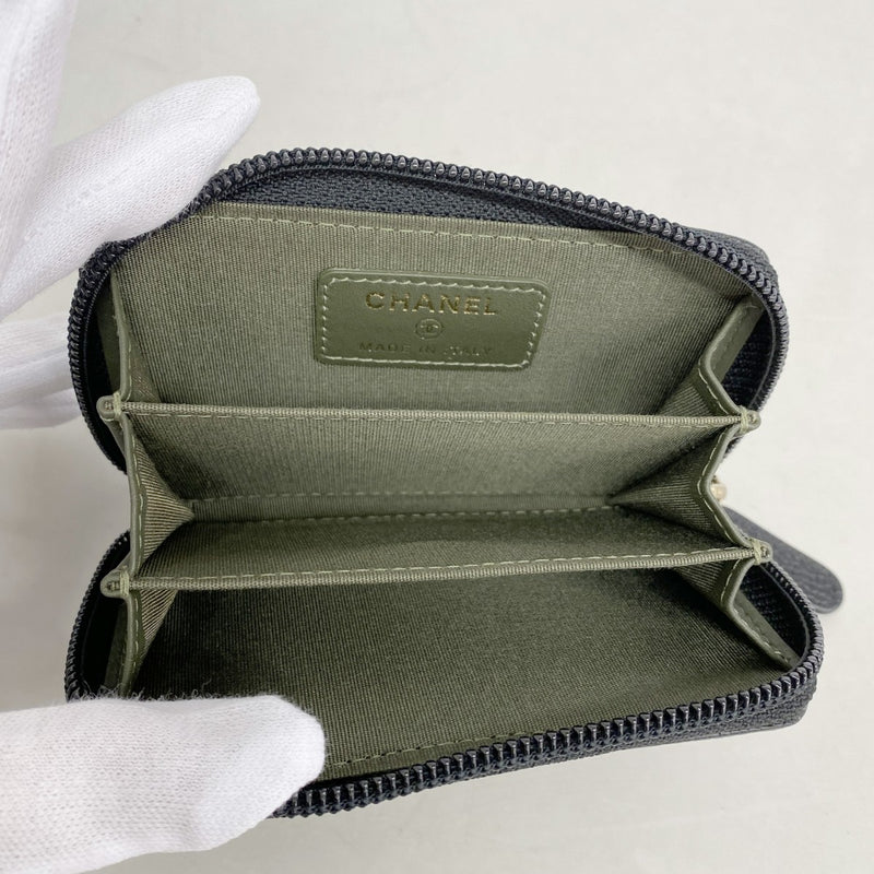 【6gc2570-k】シャネル コインケース ボーイシャネル キャビアスキン ブラック ゴールド金具【中古】レディース