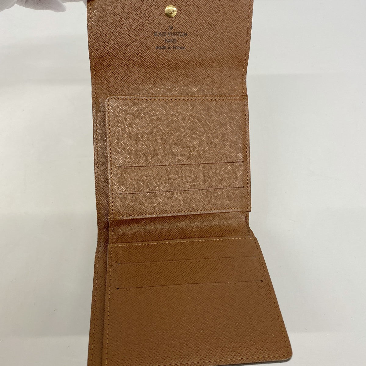【6gc2589】ルイヴィトン 三つ折り財布 モノグラム ポルトモネビエカルトクレディ M61652 ブラウン【中古】レディース