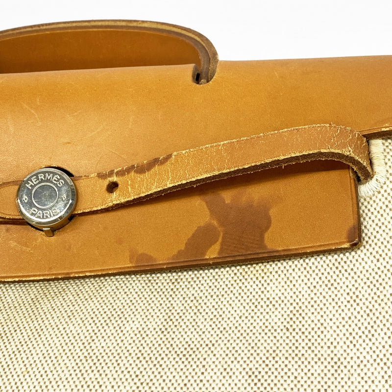 【6gc2631】エルメス リュック・デイパック エールバッグアドPM トワルアッシュ ナチュラル シルバー金具 □C刻印【中古】メンズ レディース ユニセックス