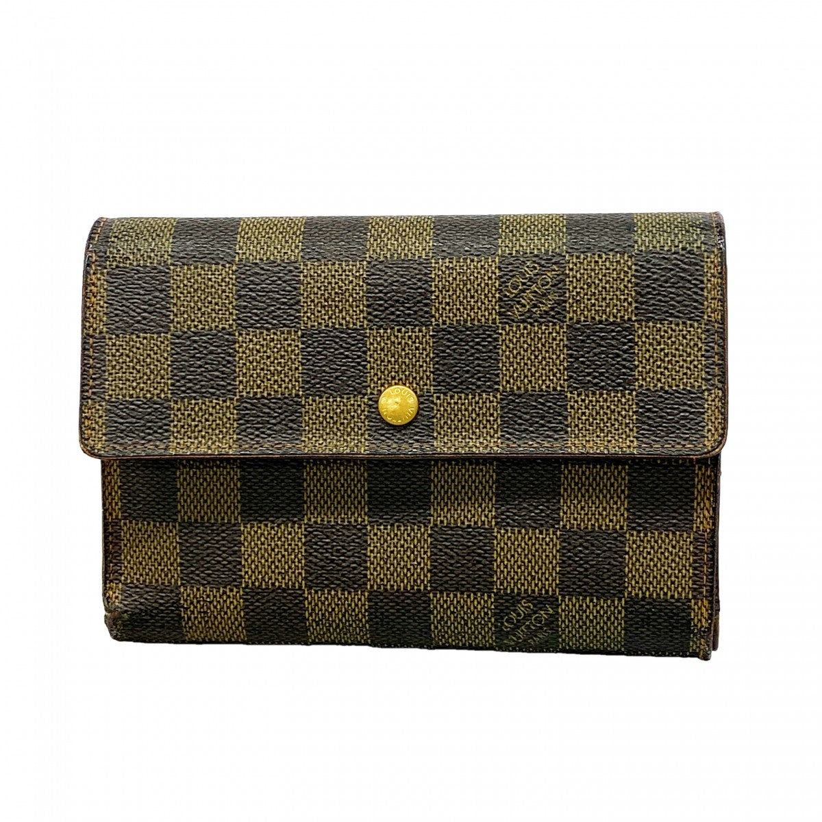 【6gc2636】ルイヴィトン 三つ折り財布 ダミエ ポルトトレゾールエテュイパピエ N61202 エベヌ【中古】レディース