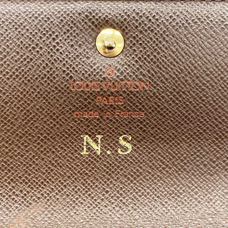 【6gc2636】ルイヴィトン 三つ折り財布 ダミエ ポルトトレゾールエテュイパピエ N61202 エベヌ【中古】レディース