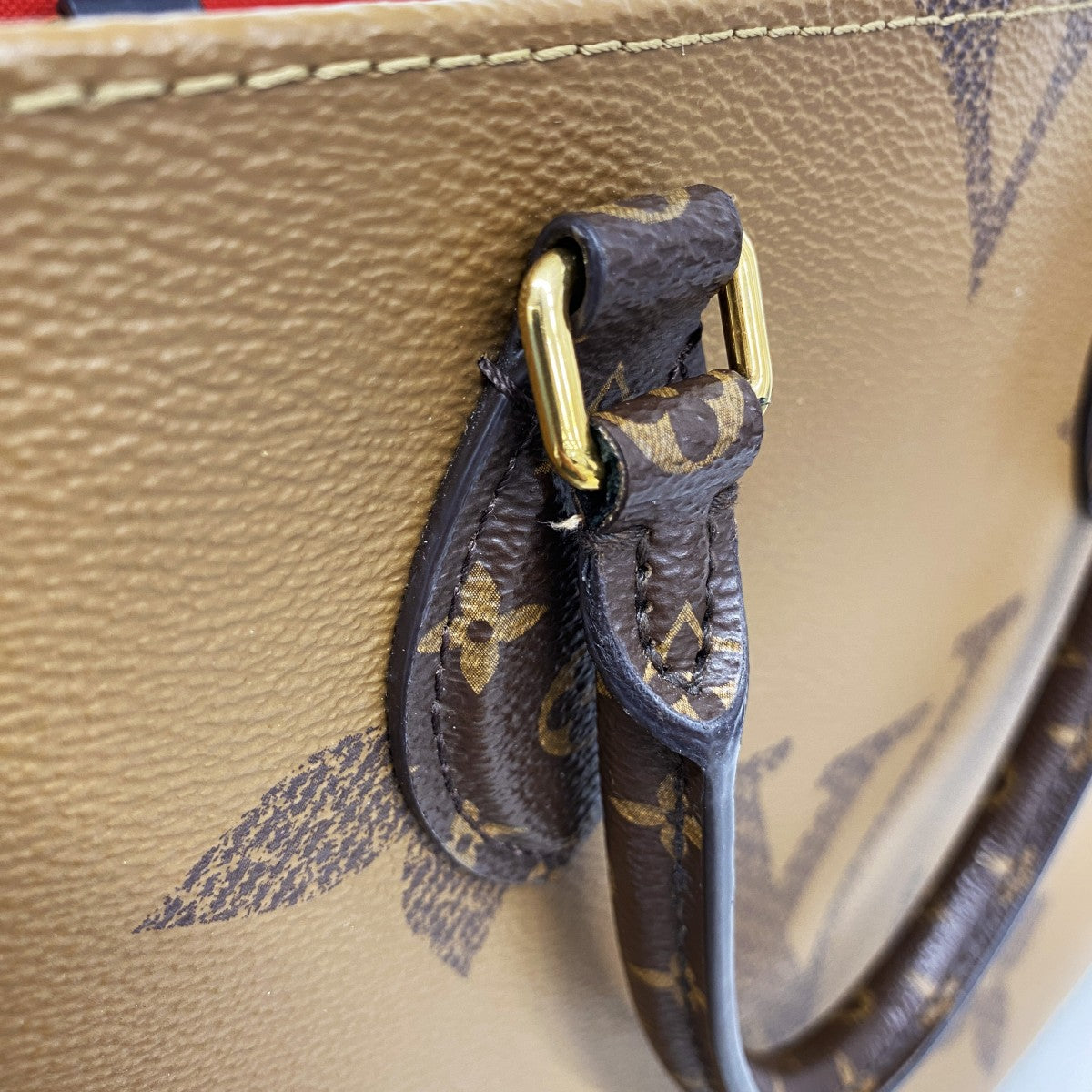【6gc2647】ルイヴィトン トートバッグ モノグラム・ジャイアントリバース オンザゴーMM M45321 ブラウン【中古】レディース