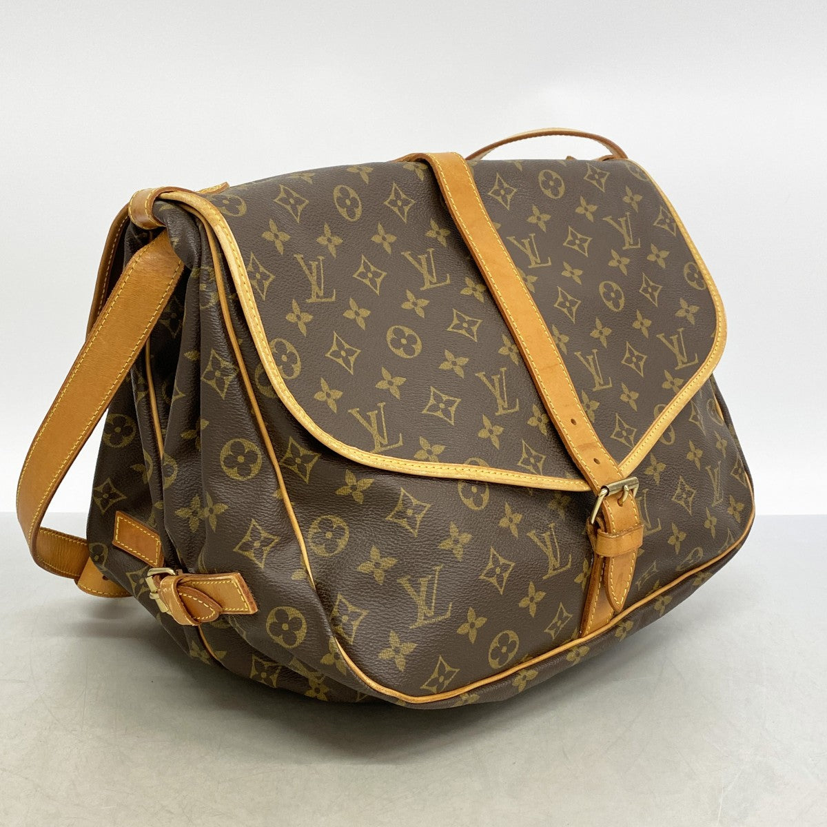 【6gc2656】ルイヴィトン ショルダーバッグ モノグラム ソミュール35 M42254 ブラウン【中古】レディース