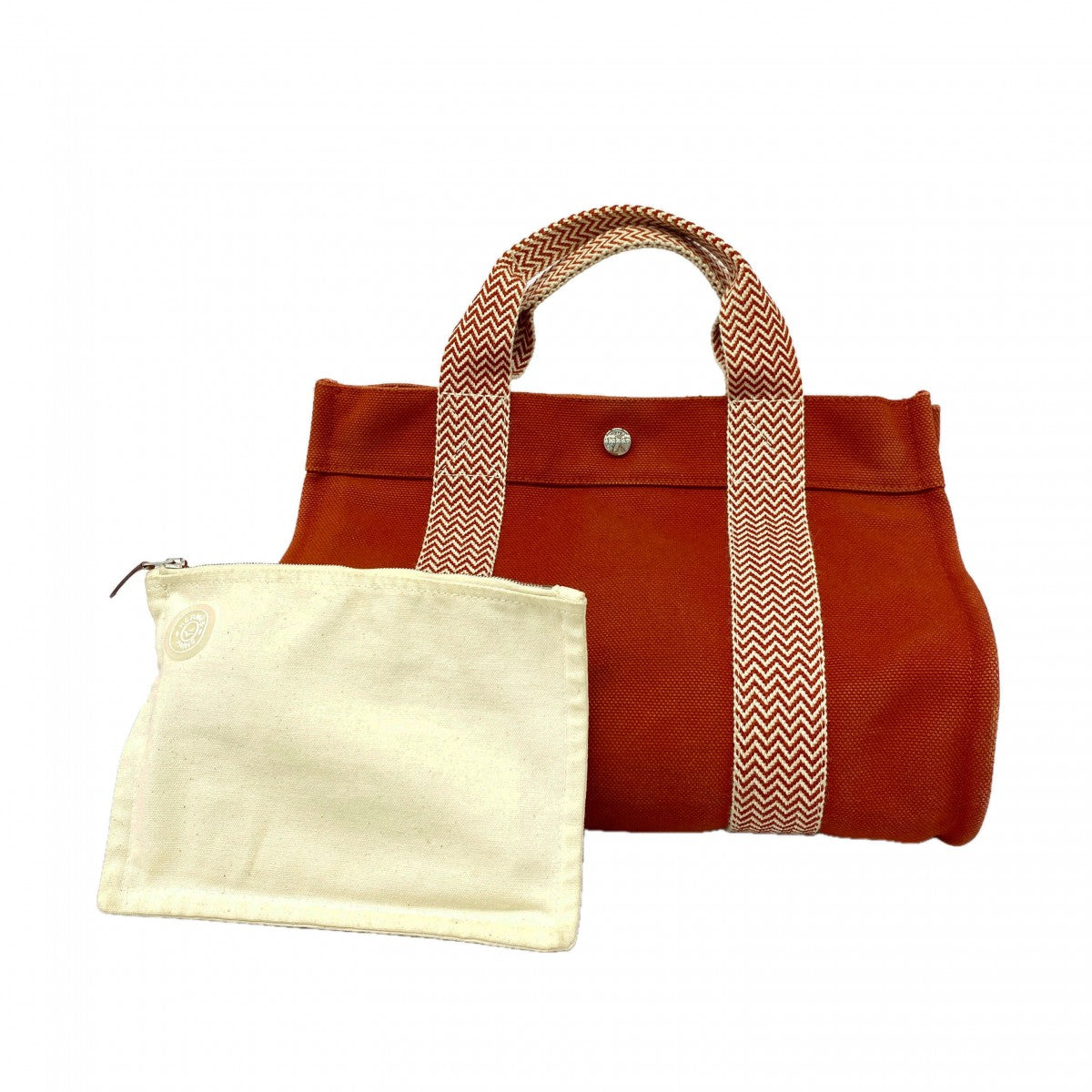 【6gc2671】エルメス ハンドバッグ カンヌPM キャンバス オレンジ シルバー金具【中古】レディース