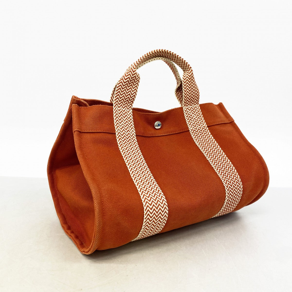 【6gc2671】エルメス ハンドバッグ カンヌPM キャンバス オレンジ シルバー金具【中古】レディース