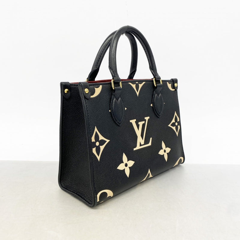 【6gc2679】ルイヴィトン ハンドバッグ モノグラム・アンプラント オンザゴーPM M45659 ブラック ベージュ【中古】レディース