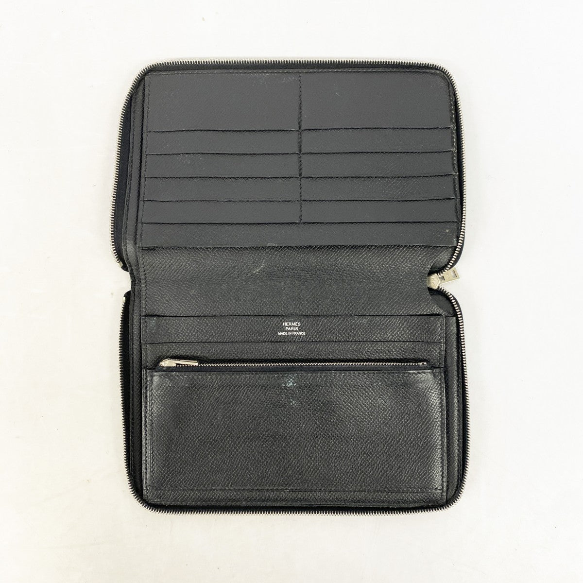【6gc2680】エルメス 長財布 アザップコンバイン ヴォーエプソン ブラック シルバー金具 □K刻印【中古】メンズ レディース ユニセックス
