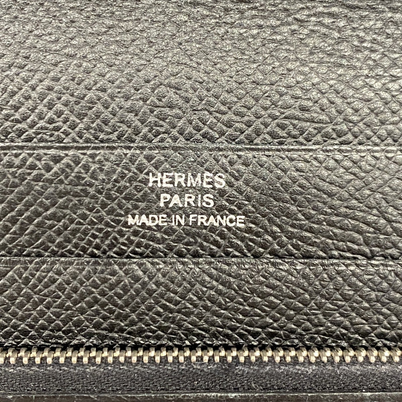 【6gc2680】エルメス 長財布 アザップコンバイン ヴォーエプソン ブラック シルバー金具 □K刻印【中古】メンズ レディース ユニセックス