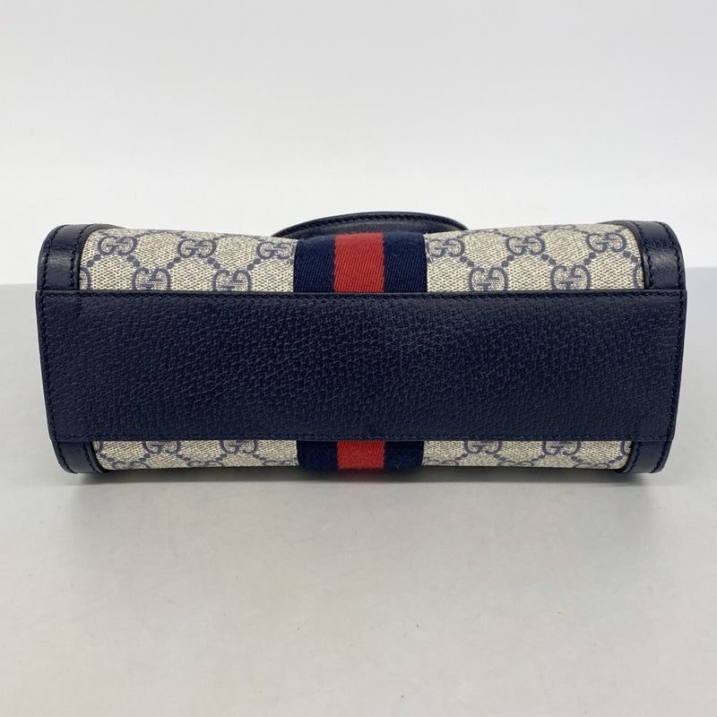 【6gc2681】グッチ ハンドバッグ オフィディア 547551 PVC ネイビー シルバー金具 2wayバッグ【中古】レディース