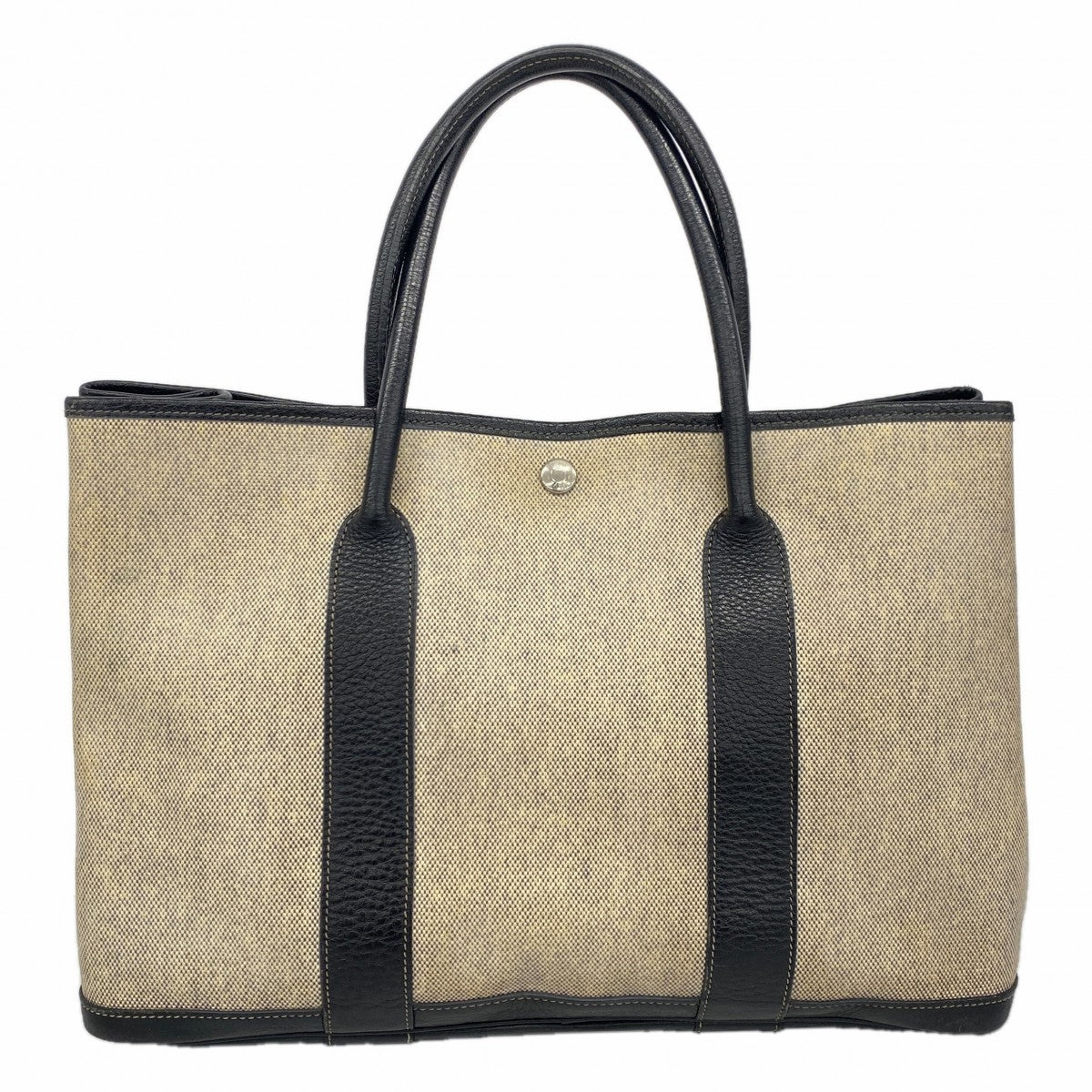 【6gc2682】エルメス トートバッグ ガーデンパーティPM トワルアッシュ ブラック シルバー金具 T刻印【中古】レディース