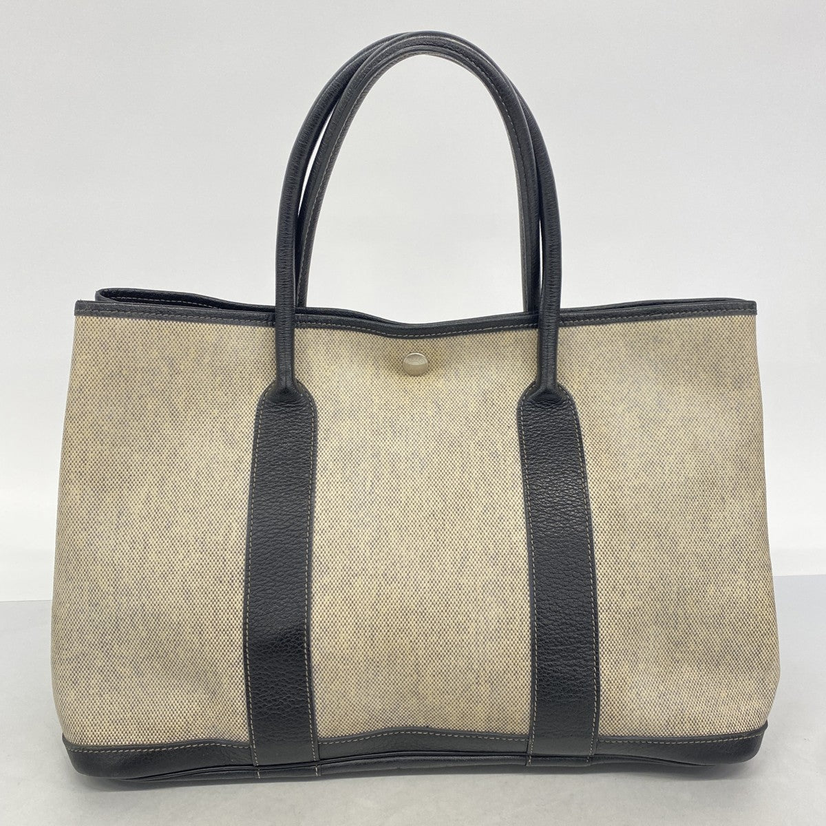 【6gc2682】エルメス トートバッグ ガーデンパーティPM トワルアッシュ ブラック シルバー金具 T刻印【中古】レディース