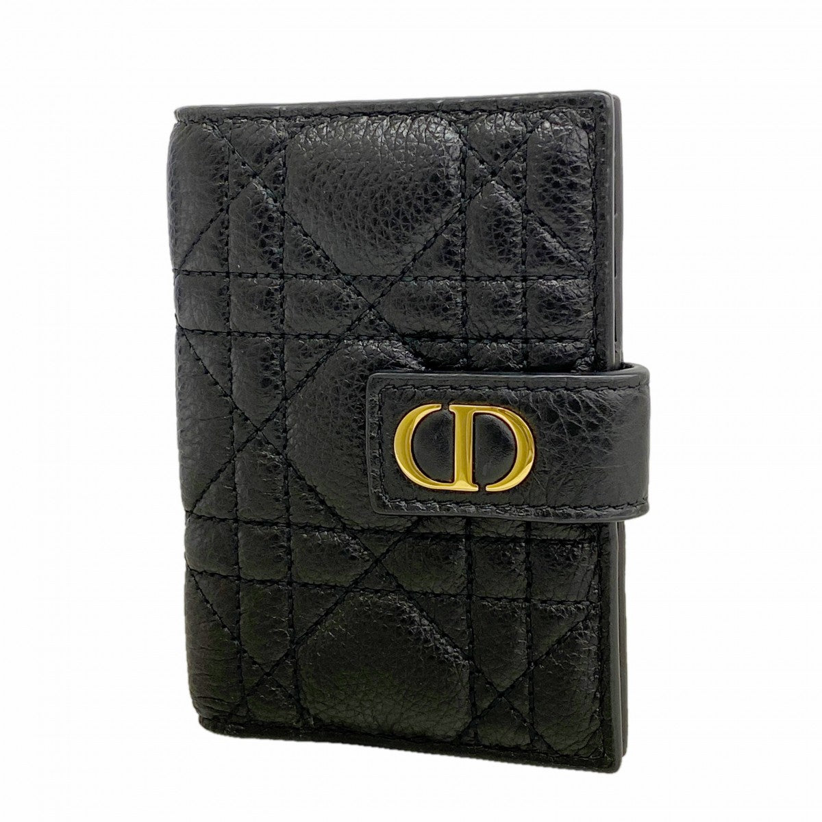【6gc2692】クリスチャンディオール カードケース カロ レザー ブラック ゴールド金具【中古】レディース