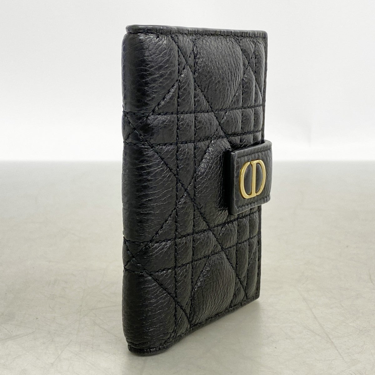 【6gc2692】クリスチャンディオール カードケース カロ レザー ブラック ゴールド金具【中古】レディース