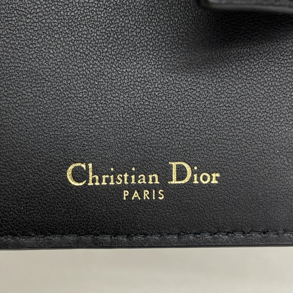【6gc2692】クリスチャンディオール カードケース カロ レザー ブラック ゴールド金具【中古】レディース