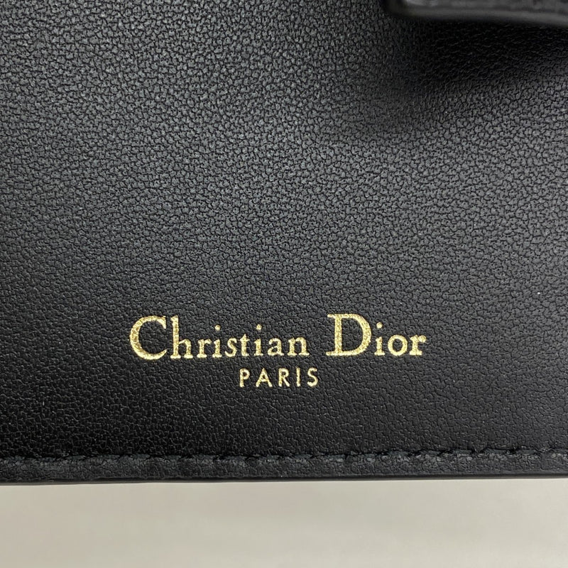 【6gc2692】クリスチャンディオール カードケース カロ レザー ブラック ゴールド金具【中古】レディース