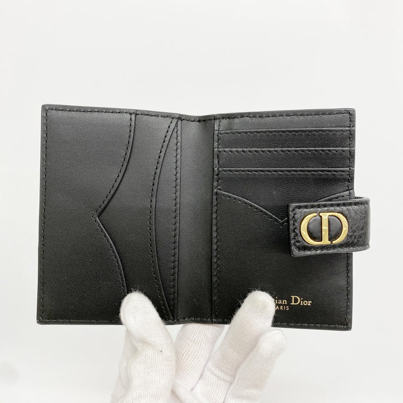 【6gc2692】クリスチャンディオール カードケース カロ レザー ブラック ゴールド金具【中古】レディース