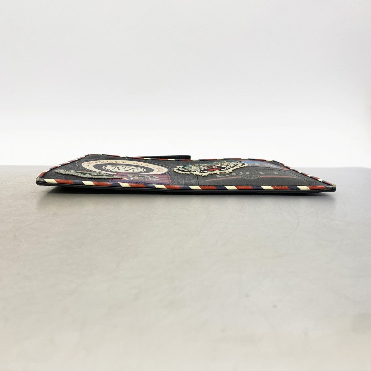 【6gc2702】グッチ クラッチバッグ GGスプリーム 496346 PVC ブラック シルバー金具【中古】メンズ