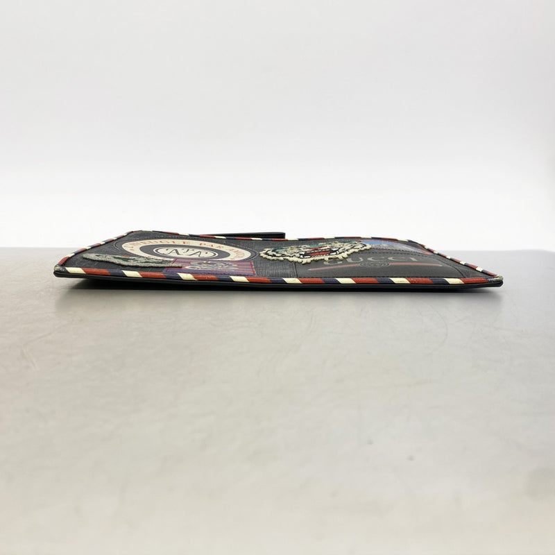 【6gc2702】グッチ クラッチバッグ GGスプリーム 496346 PVC ブラック シルバー金具【中古】メンズ