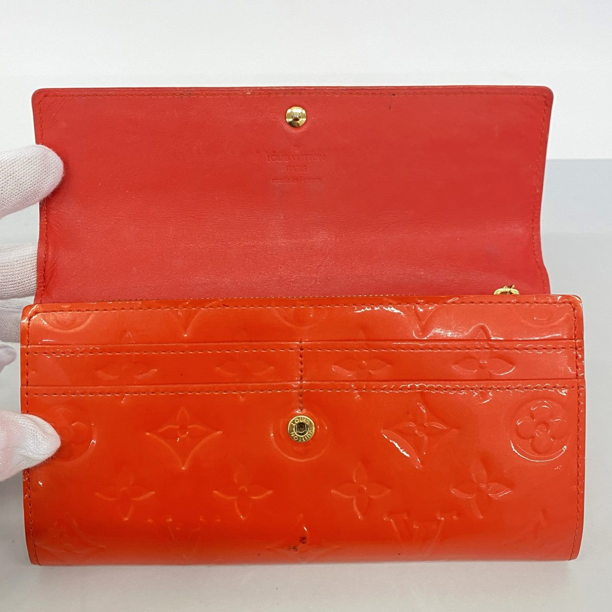 【6gc2718】ルイヴィトン 長財布 ヴェルニ ポルトフォイユサラ M93634 オレンジサンセット【中古】レディース