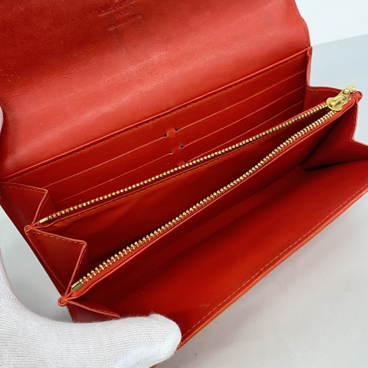 【6gc2718】ルイヴィトン 長財布 ヴェルニ ポルトフォイユサラ M93634 オレンジサンセット【中古】レディース