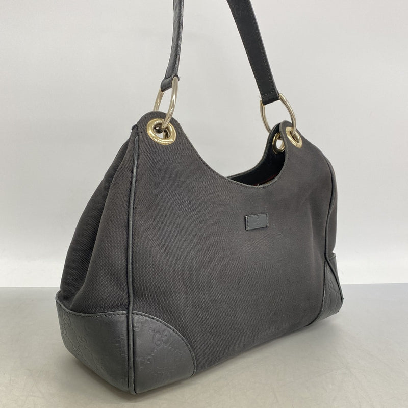 【6gc2741】グッチ ショルダーバッグ グッチシマ 257265 キャンバス レザー ブラック シャンパンゴールド金具【中古】レディース