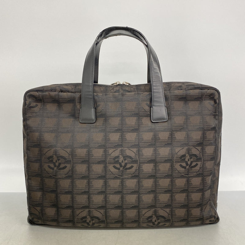【6gc2742】シャネル ハンドバッグ ニュートラベル ナイロン ブラウン ブラック シルバー金具【中古】レディース