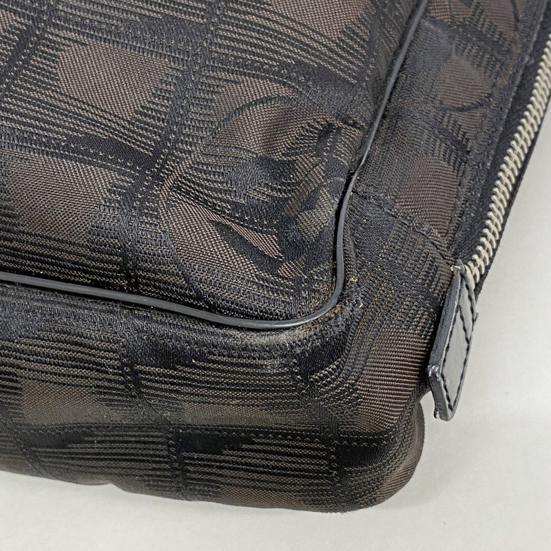 【6gc2742】シャネル ハンドバッグ ニュートラベル ナイロン ブラウン ブラック シルバー金具【中古】レディース