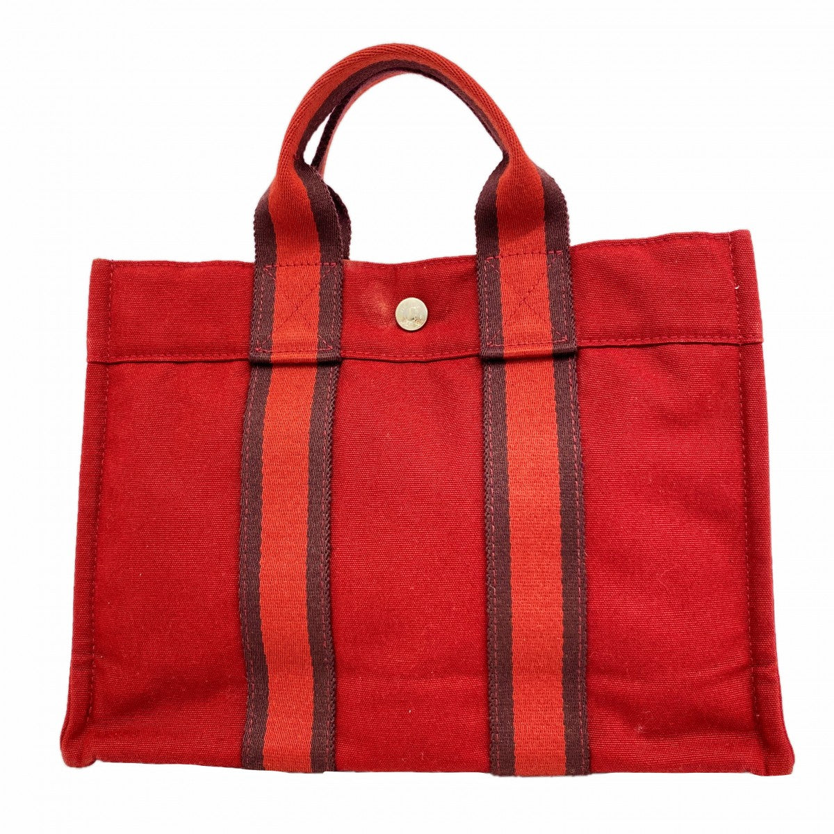 【6gc2751】エルメス ハンドバッグ フールトゥPM キャンバス レッド シルバー金具【中古】レディース