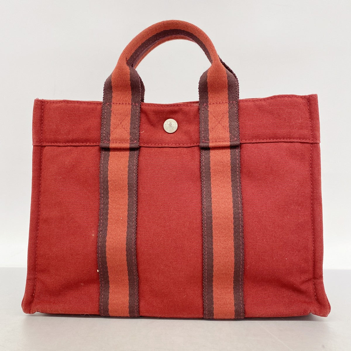 【6gc2751】エルメス ハンドバッグ フールトゥPM キャンバス レッド シルバー金具【中古】レディース